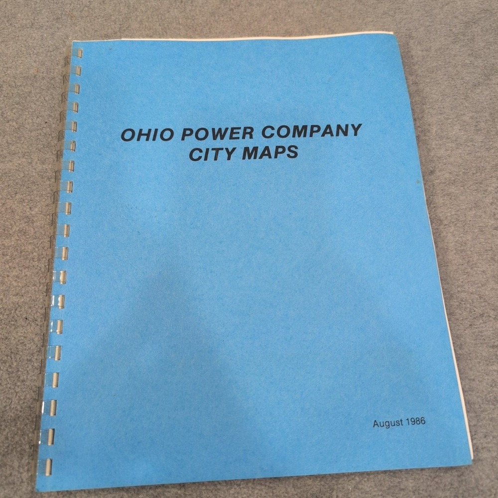 1986 Ohio Power Company City Maps Spiral Bound Utility Atlas Canton Lima Newark